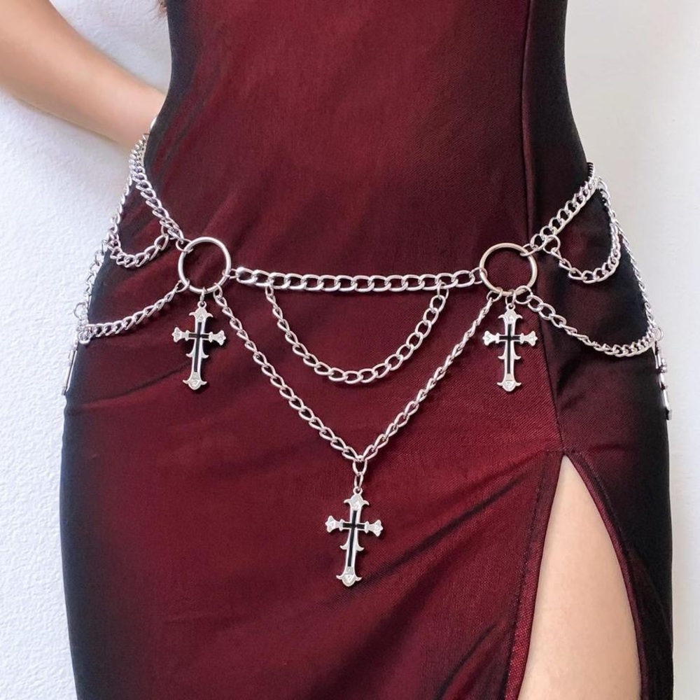 Silver Chain Cross Belt